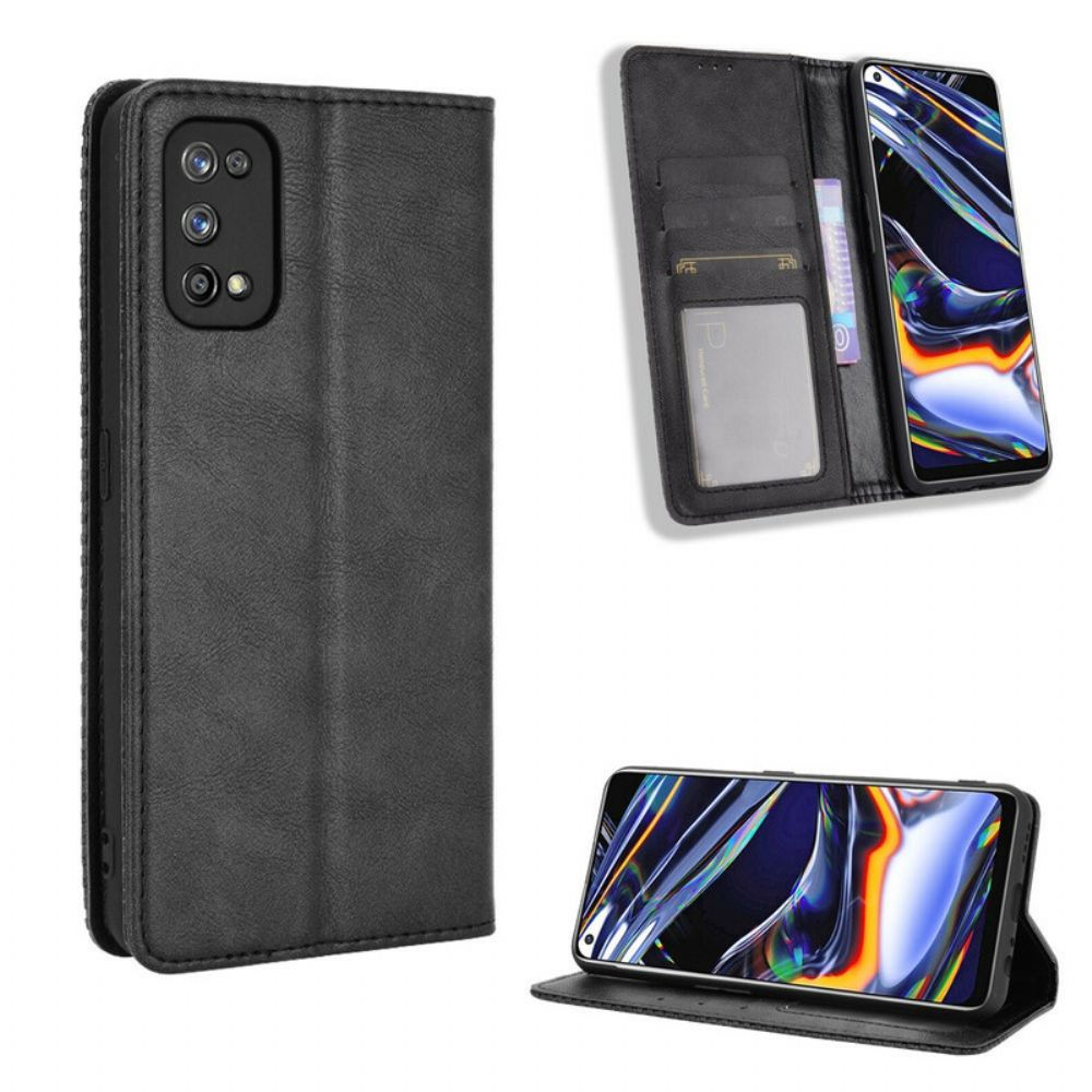 Schutzhülle Für Realme 7 Pro Flip Case Gestylter Vintage-leder-effekt