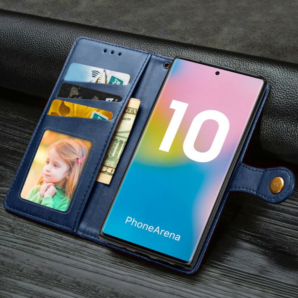 Lederhüllen Für Samsung Galaxy Note 10 Mit Kordel Glattes Kunstleder Mit Riemen