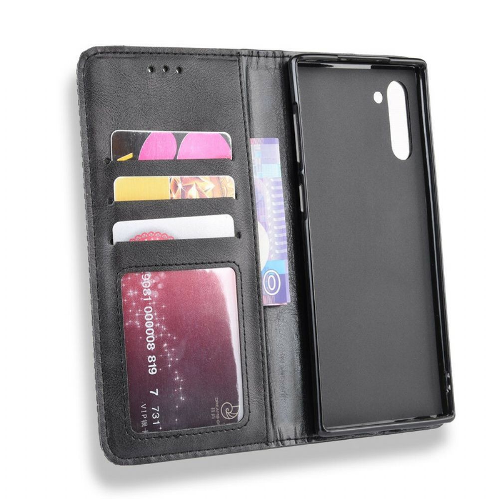 Schutzhülle Für Samsung Galaxy Note 10 Flip Case Stilisierter Vintage-ledereffekt