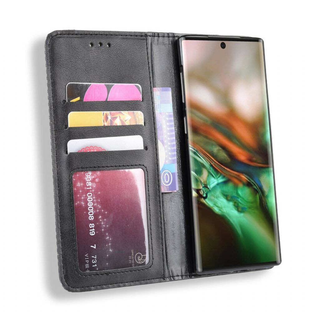 Schutzhülle Für Samsung Galaxy Note 10 Flip Case Stilisierter Vintage-ledereffekt