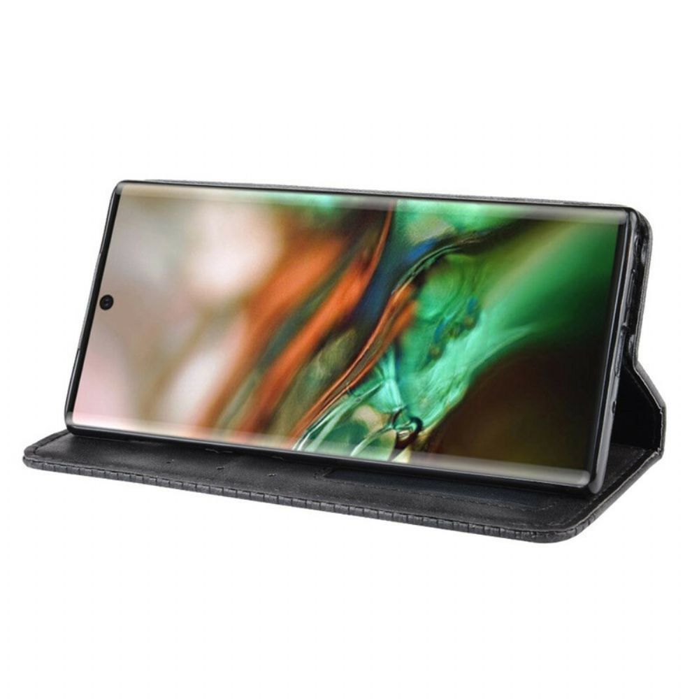 Schutzhülle Für Samsung Galaxy Note 10 Flip Case Stilisierter Vintage-ledereffekt