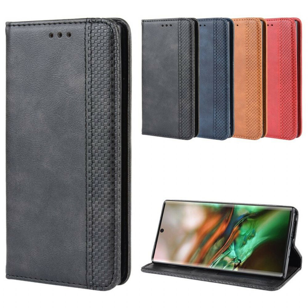 Schutzhülle Für Samsung Galaxy Note 10 Flip Case Stilisierter Vintage-ledereffekt