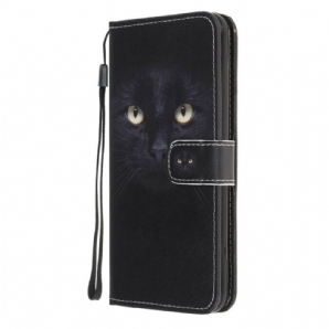 Flip Case Für Samsung Galaxy M31 Mit Kordel Schwarze Katzenaugen Mit Riemen