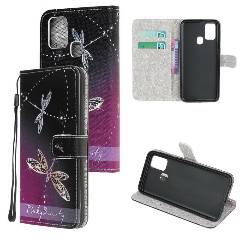 Flip Case Für Samsung Galaxy M31 Mit Kordel Zapfenlibellen