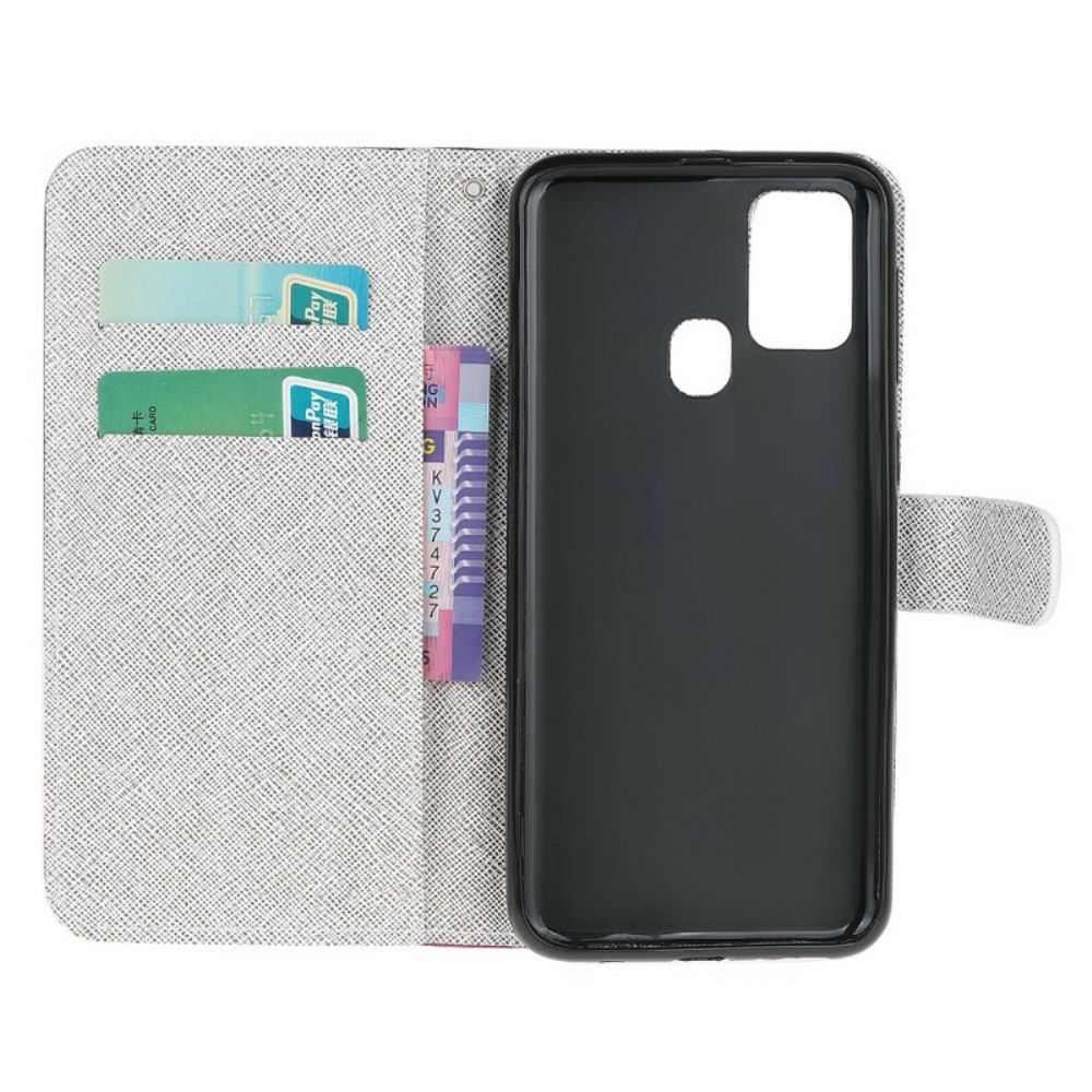 Flip Case Für Samsung Galaxy M31 Mit Kordel Zapfenlibellen