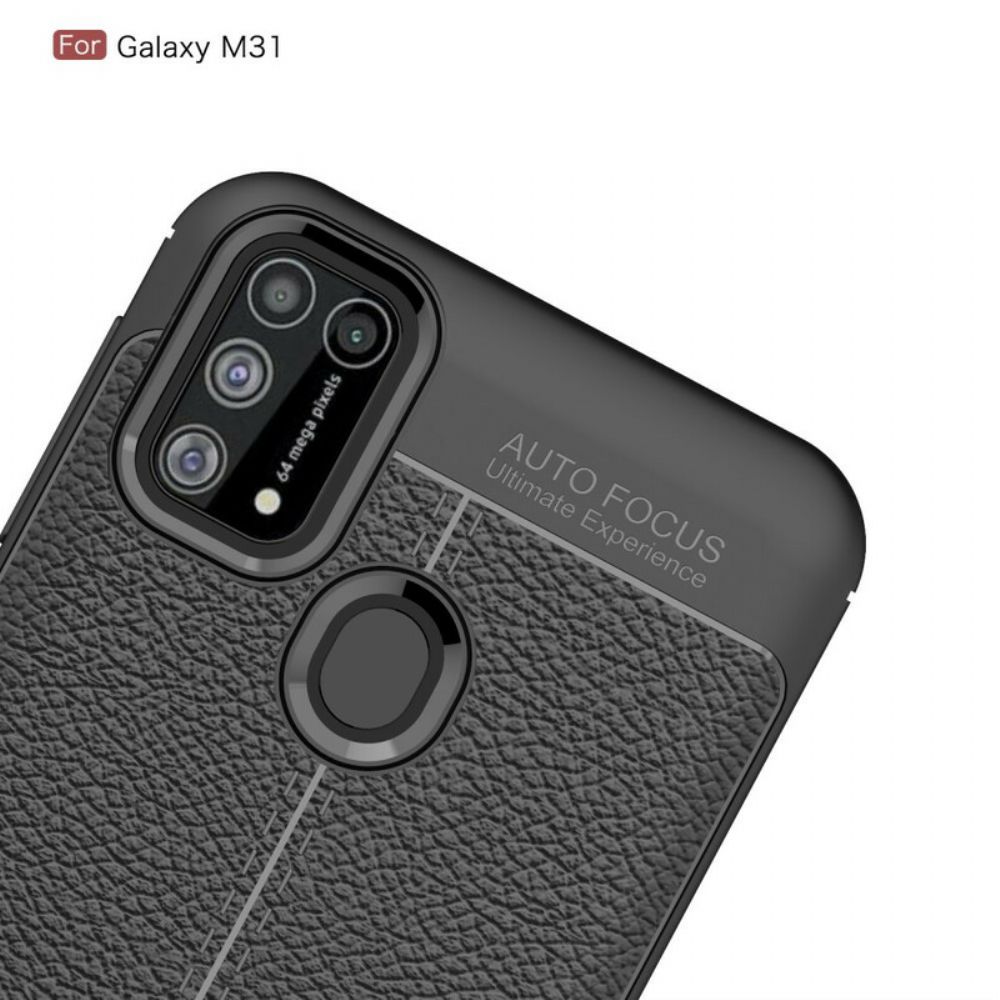 Hülle Für Samsung Galaxy M31 Doppellinie Litschi-leder-effekt