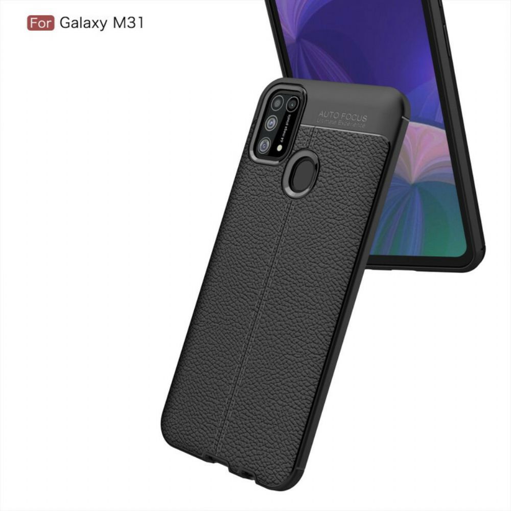 Hülle Für Samsung Galaxy M31 Doppellinie Litschi-leder-effekt