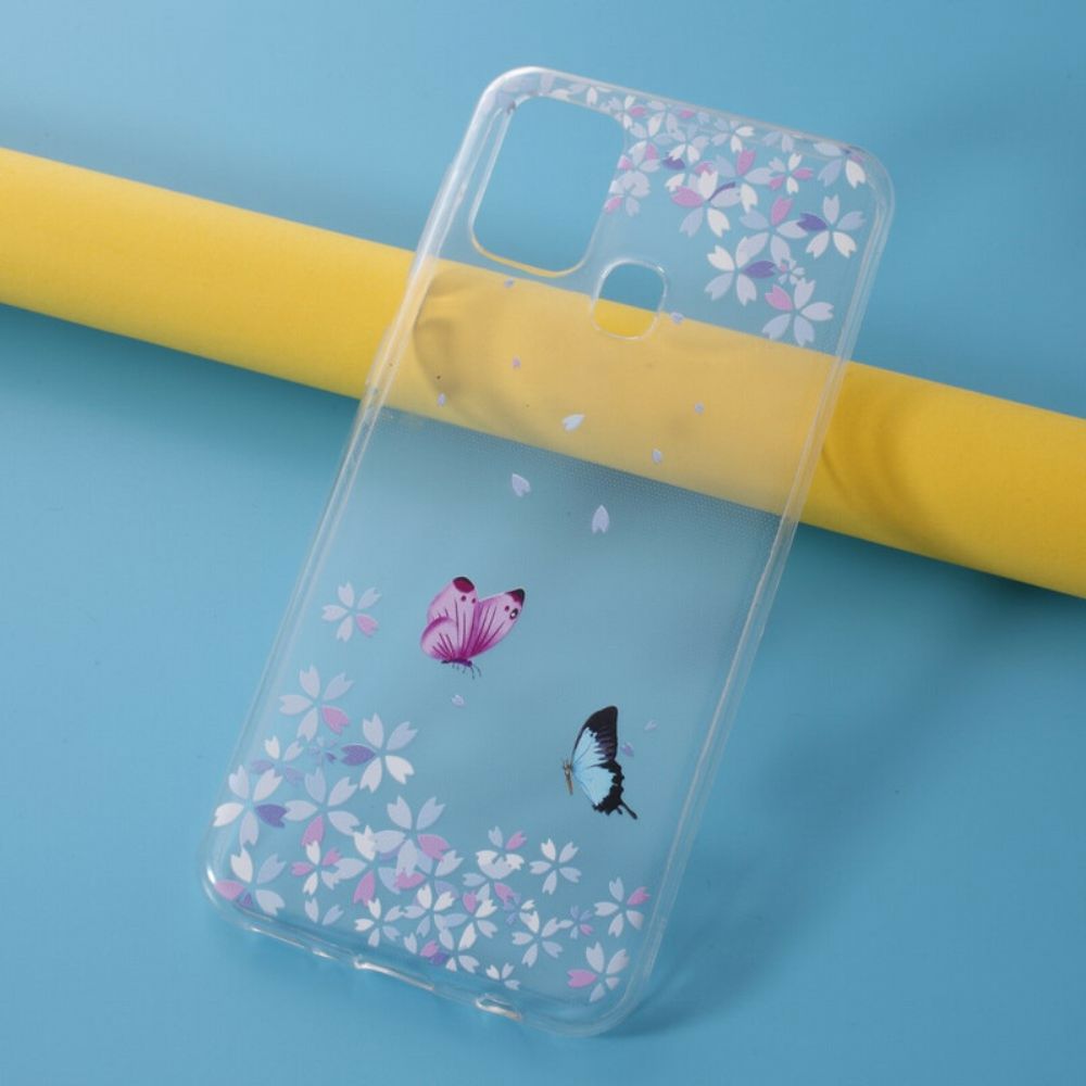 Hülle Für Samsung Galaxy M31 Transparente Schmetterlinge Und Blumen