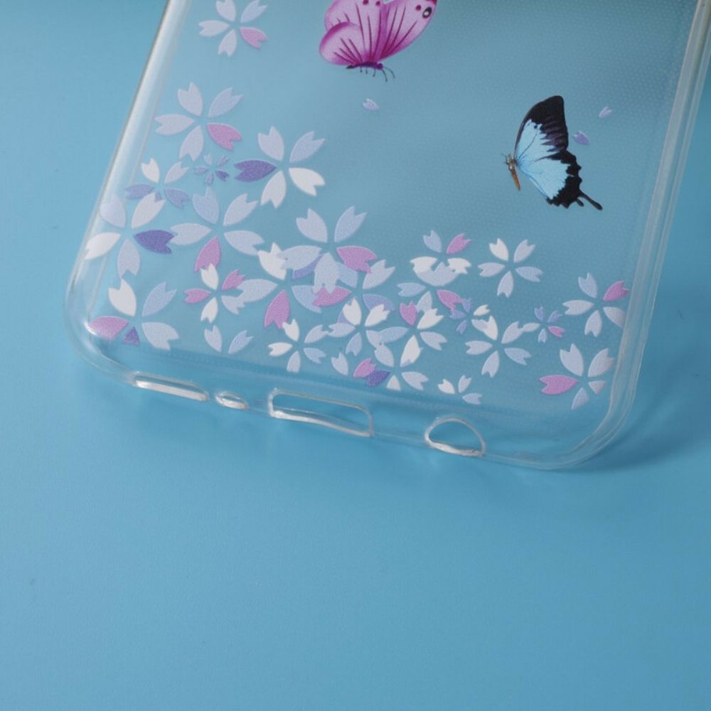 Hülle Für Samsung Galaxy M31 Transparente Schmetterlinge Und Blumen