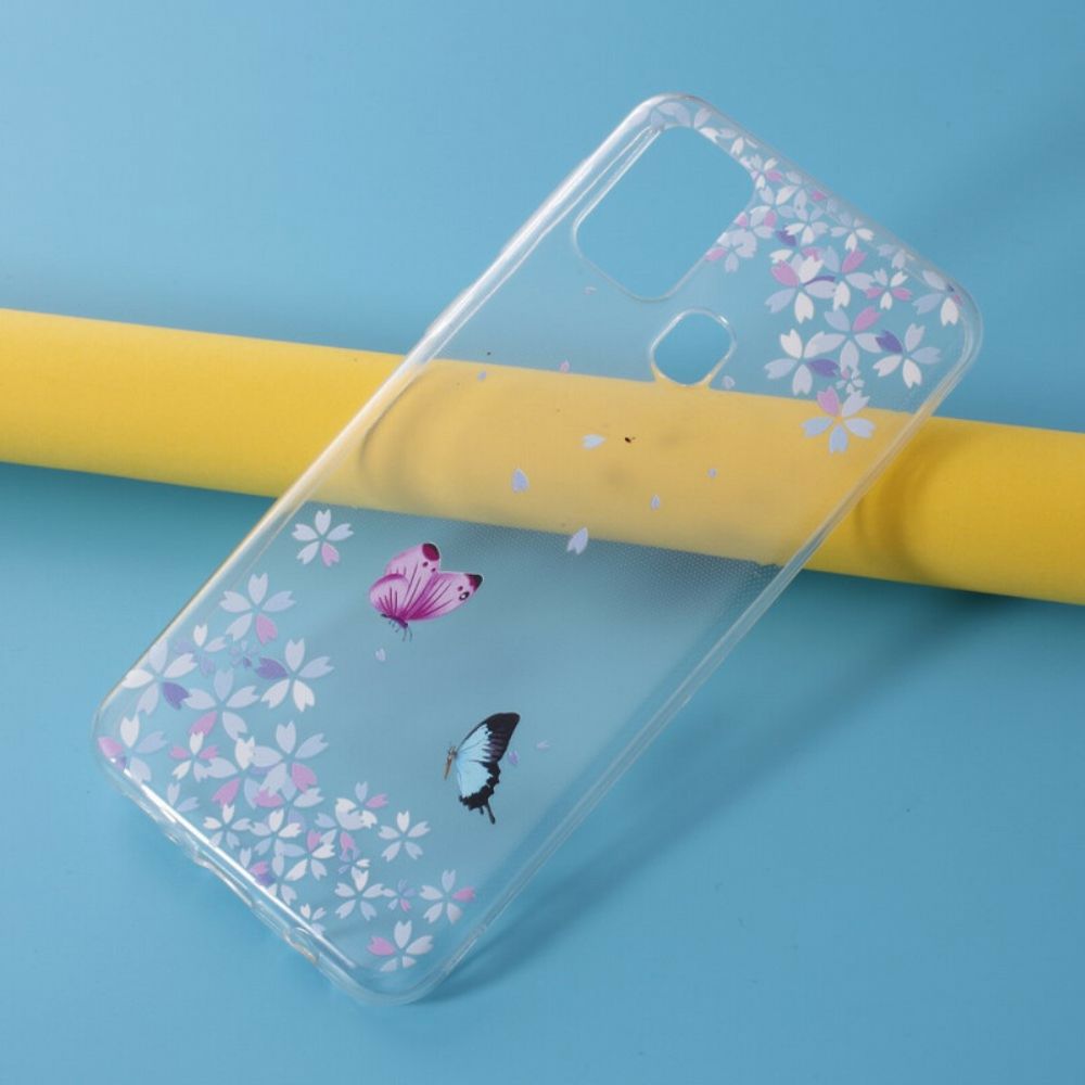 Hülle Für Samsung Galaxy M31 Transparente Schmetterlinge Und Blumen