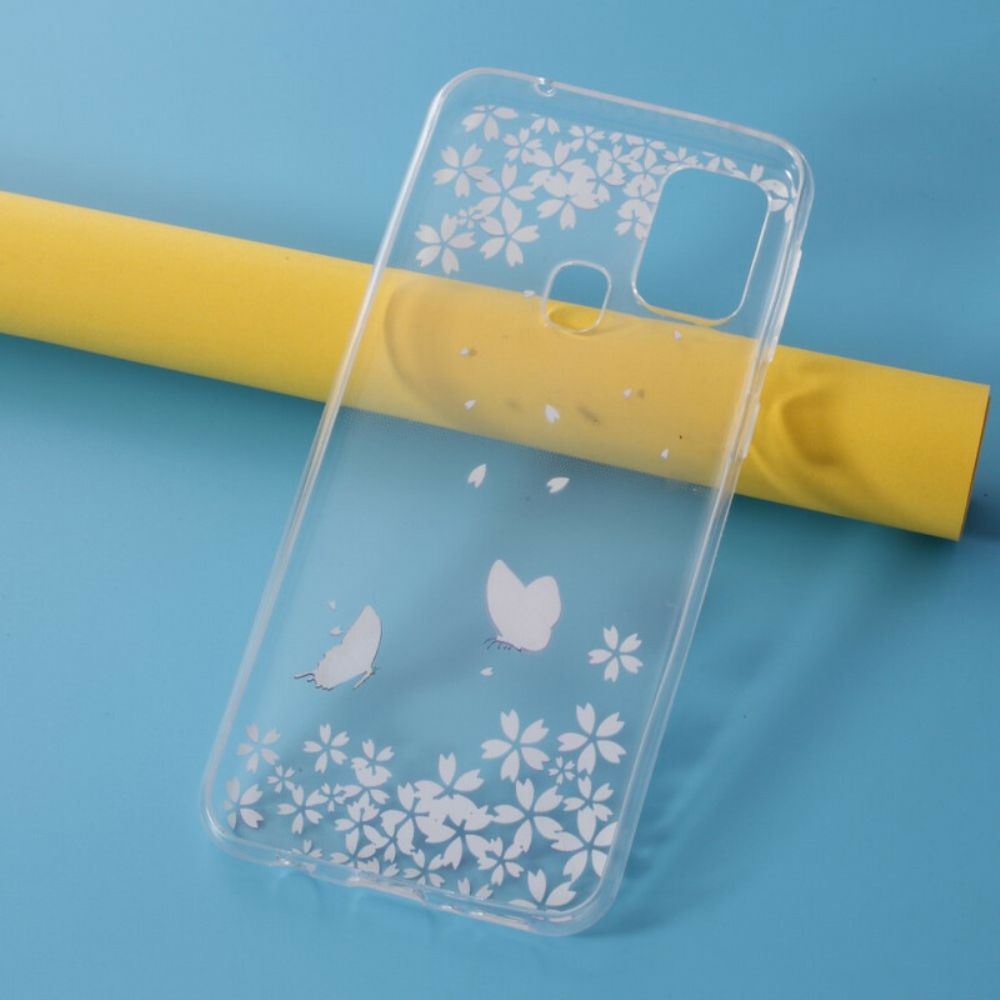 Hülle Für Samsung Galaxy M31 Transparente Schmetterlinge Und Blumen