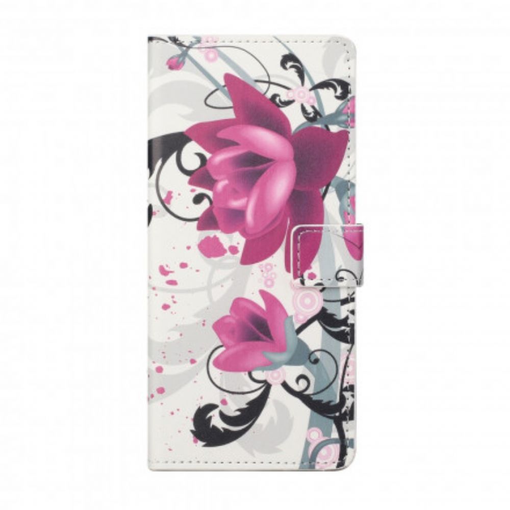 Flip Case Für Motorola Edge 20 Tropische Blumen