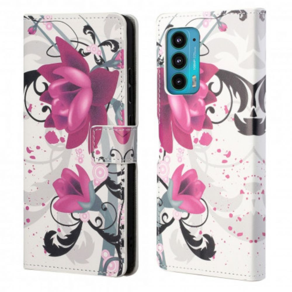 Flip Case Für Motorola Edge 20 Tropische Blumen