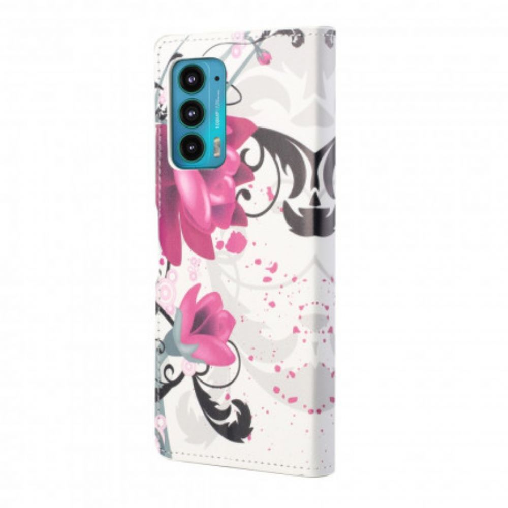 Flip Case Für Motorola Edge 20 Tropische Blumen