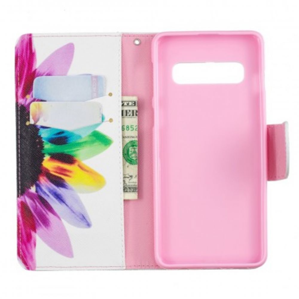 Flip Case Für Samsung Galaxy S10 Aquarell Blume