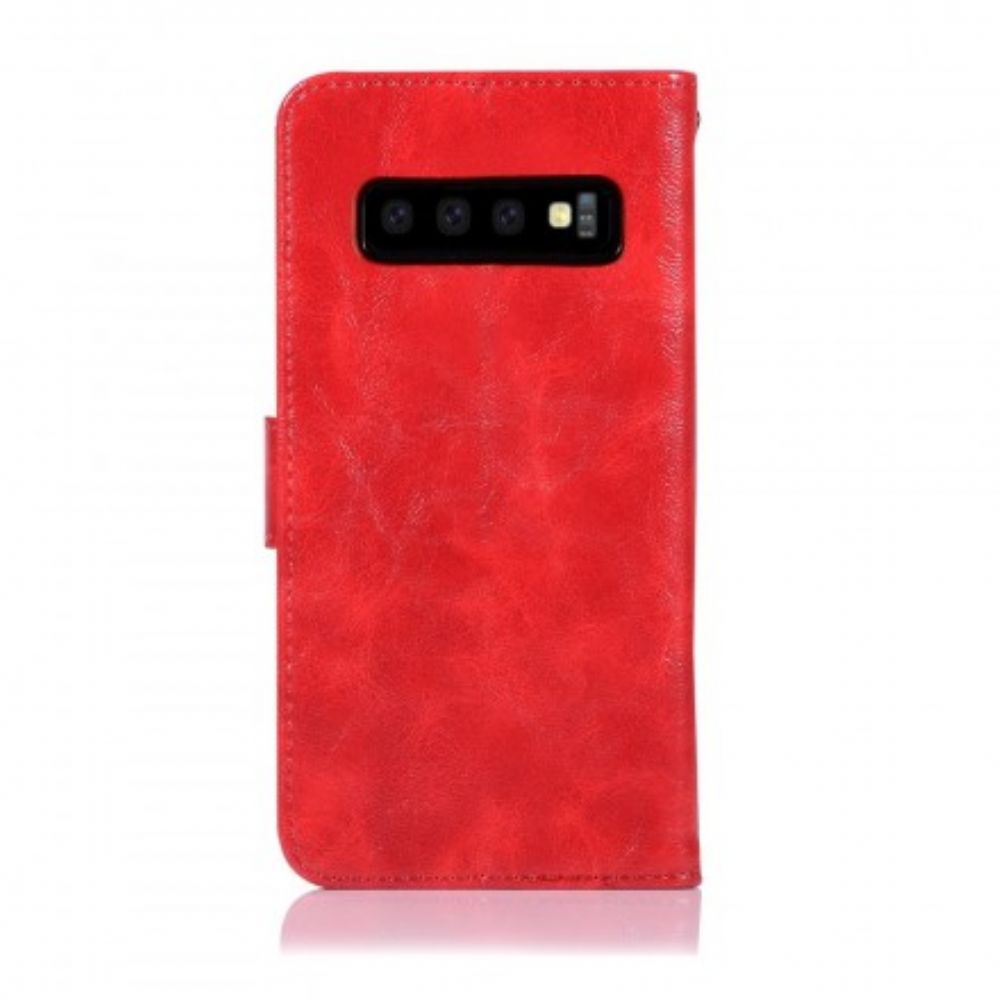 Flip Case Für Samsung Galaxy S10 Mit Kordel Vintage Kunstlederband