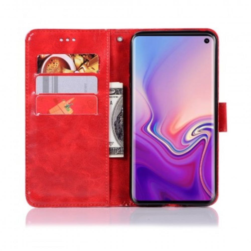 Flip Case Für Samsung Galaxy S10 Mit Kordel Vintage Kunstlederband