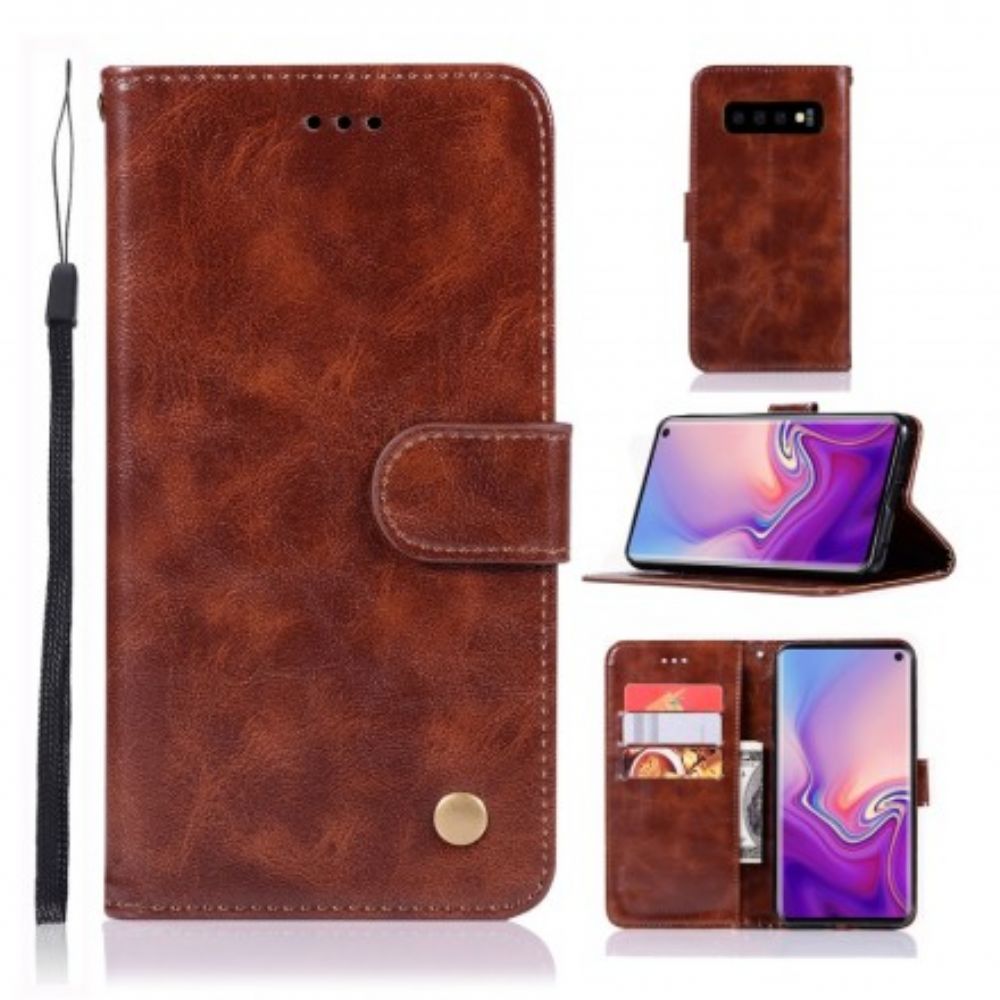 Flip Case Für Samsung Galaxy S10 Mit Kordel Vintage Kunstlederband