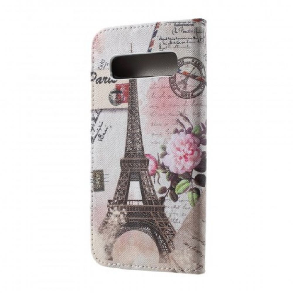 Flip Case Für Samsung Galaxy S10 Retro-eiffelturm