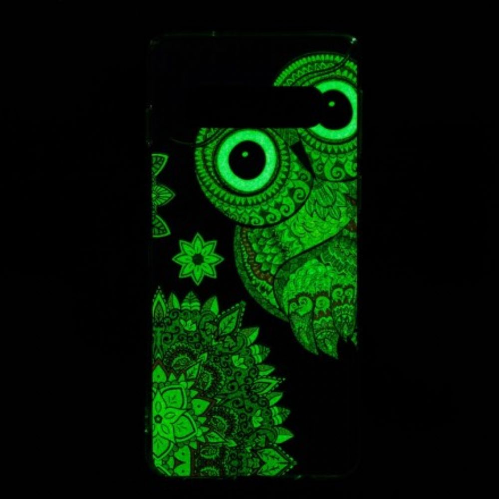 Handyhülle Für Samsung Galaxy S10 Fluoreszierende Mandala-eule