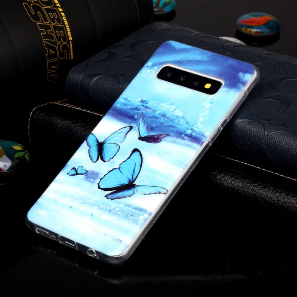 Handyhülle Für Samsung Galaxy S10 Fluoreszierender Blauer Schmetterling