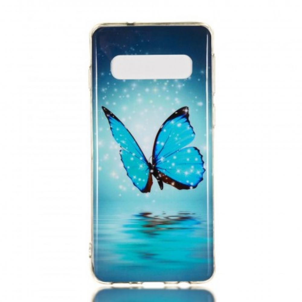 Handyhülle Für Samsung Galaxy S10 Fluoreszierender Blauer Schmetterling