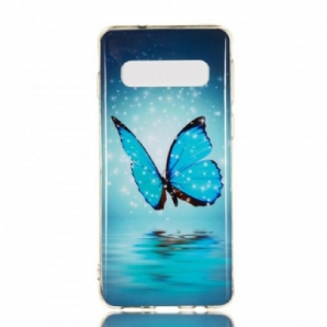 Handyhülle Für Samsung Galaxy S10 Fluoreszierender Blauer Schmetterling