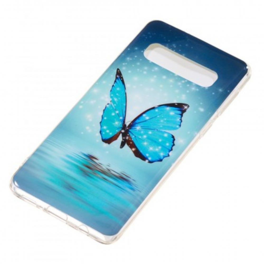 Handyhülle Für Samsung Galaxy S10 Fluoreszierender Blauer Schmetterling