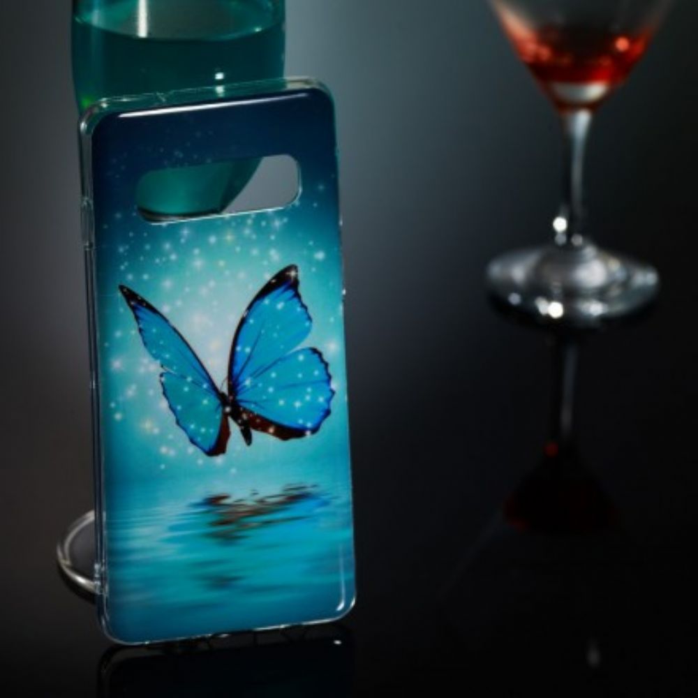 Handyhülle Für Samsung Galaxy S10 Fluoreszierender Blauer Schmetterling