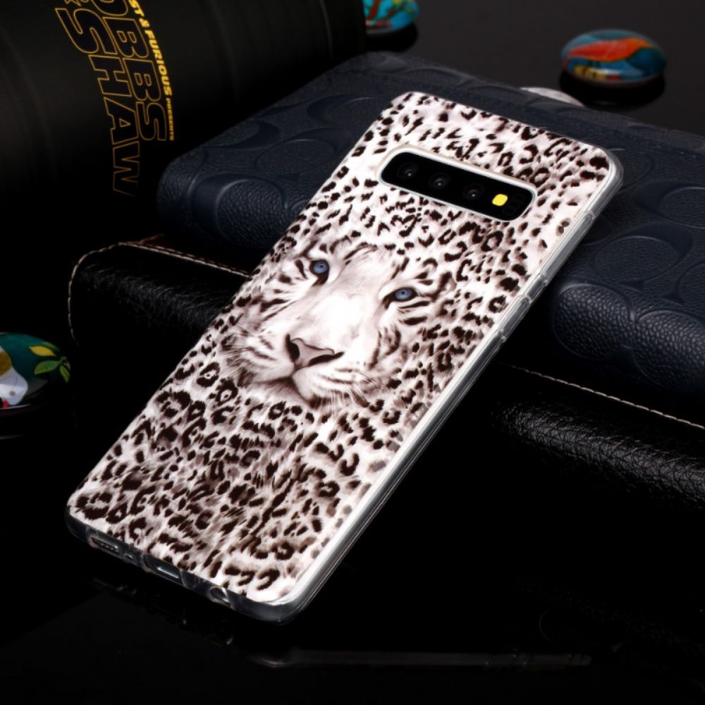 Handyhülle Für Samsung Galaxy S10 Fluoreszierender Leopard