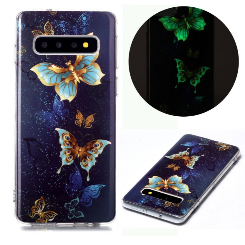 Hülle Für Samsung Galaxy S10 Fluoreszierende Schmetterlinge