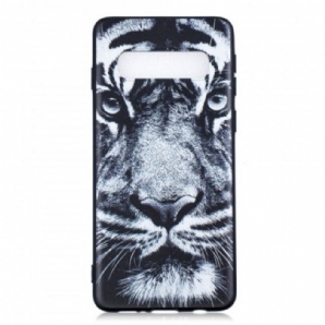 Hülle Für Samsung Galaxy S10 Schwarzer Und Weißer Tiger