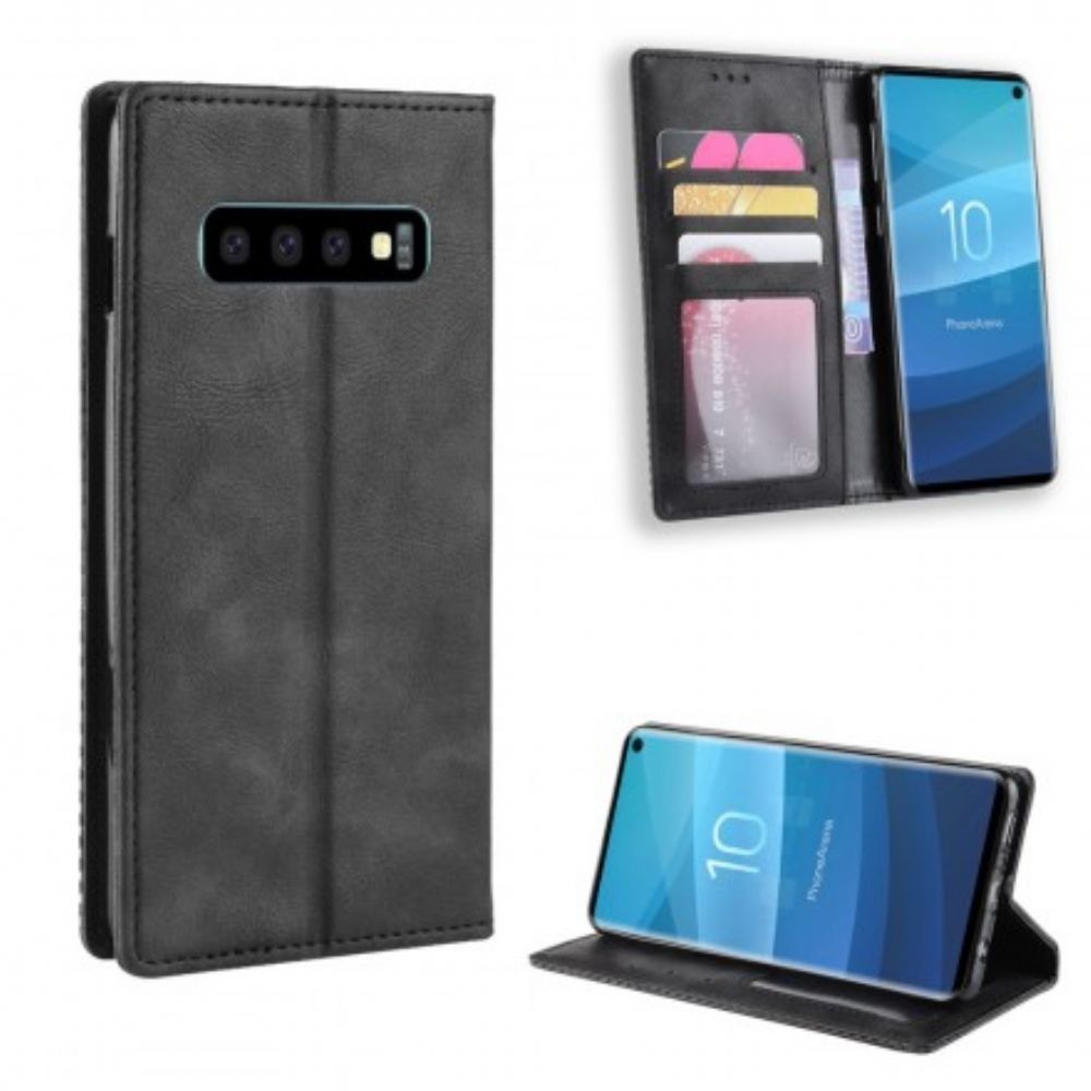 Schutzhülle Für Samsung Galaxy S10 Flip Case Stilisierter Vintage-ledereffekt