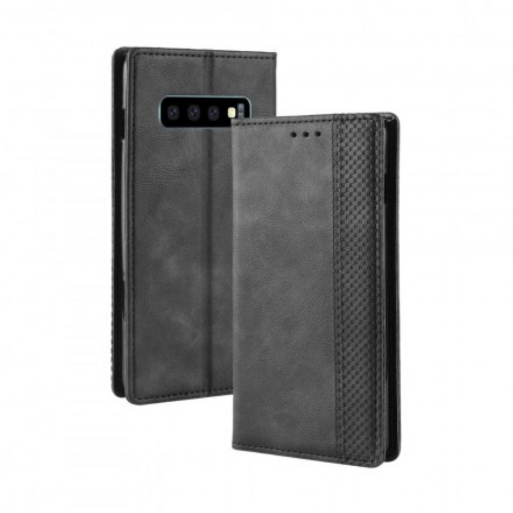 Schutzhülle Für Samsung Galaxy S10 Flip Case Stilisierter Vintage-ledereffekt