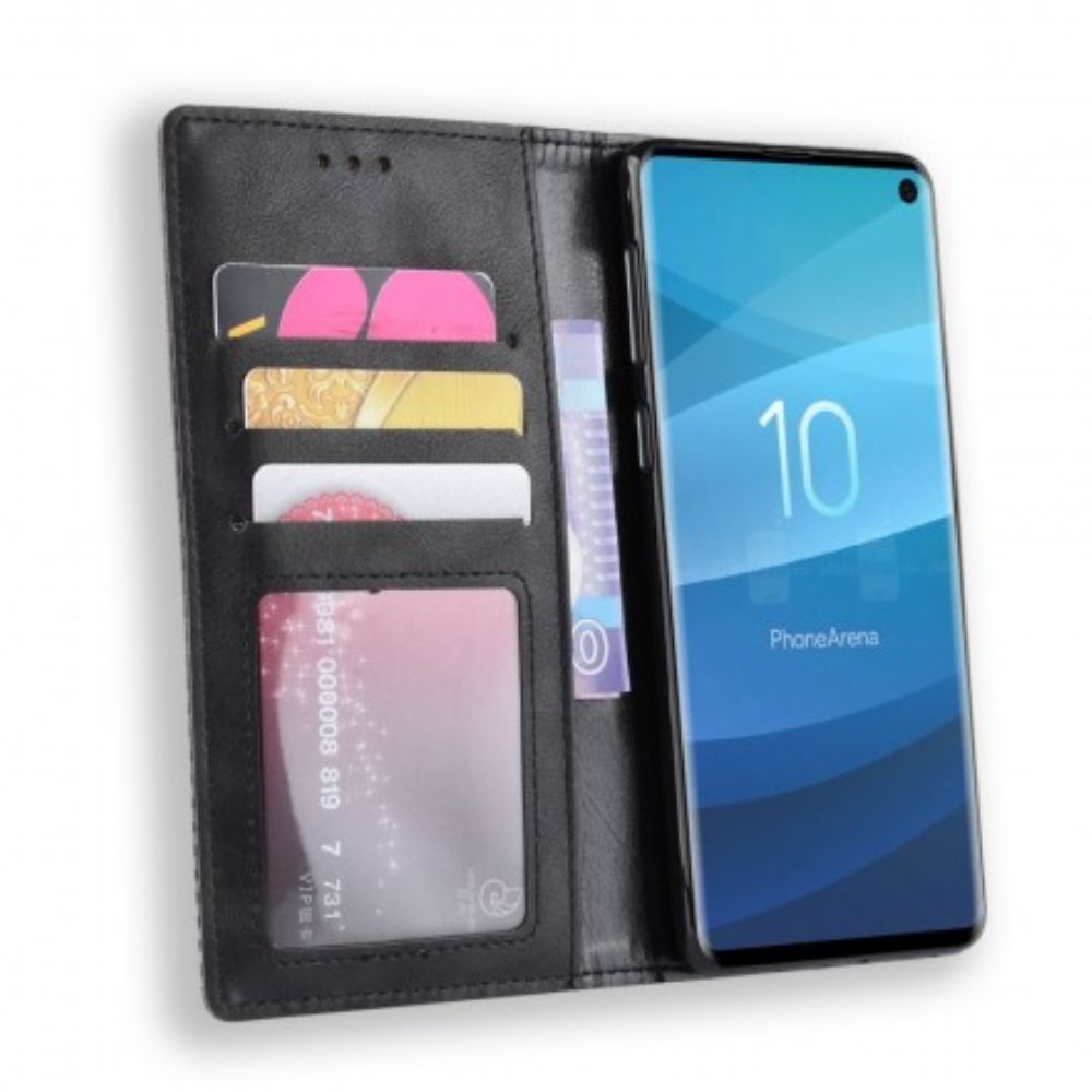 Schutzhülle Für Samsung Galaxy S10 Flip Case Stilisierter Vintage-ledereffekt