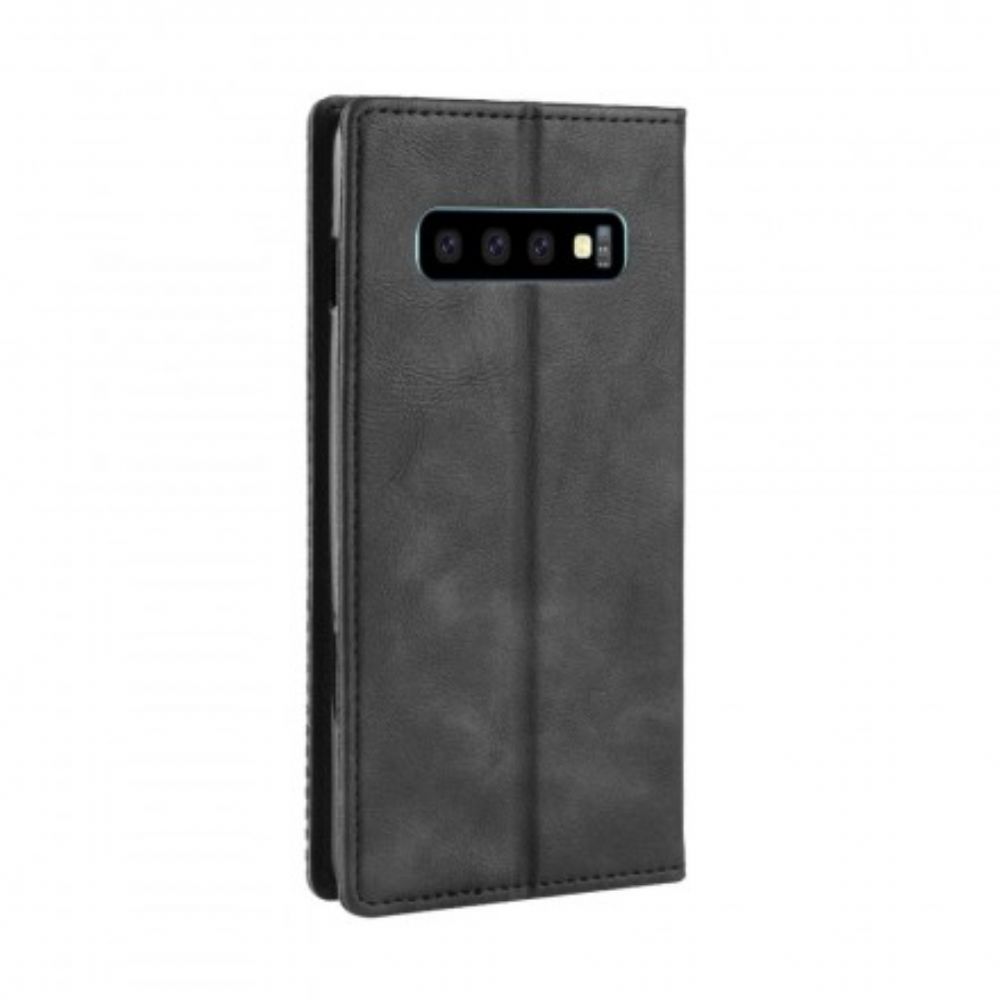 Schutzhülle Für Samsung Galaxy S10 Flip Case Stilisierter Vintage-ledereffekt