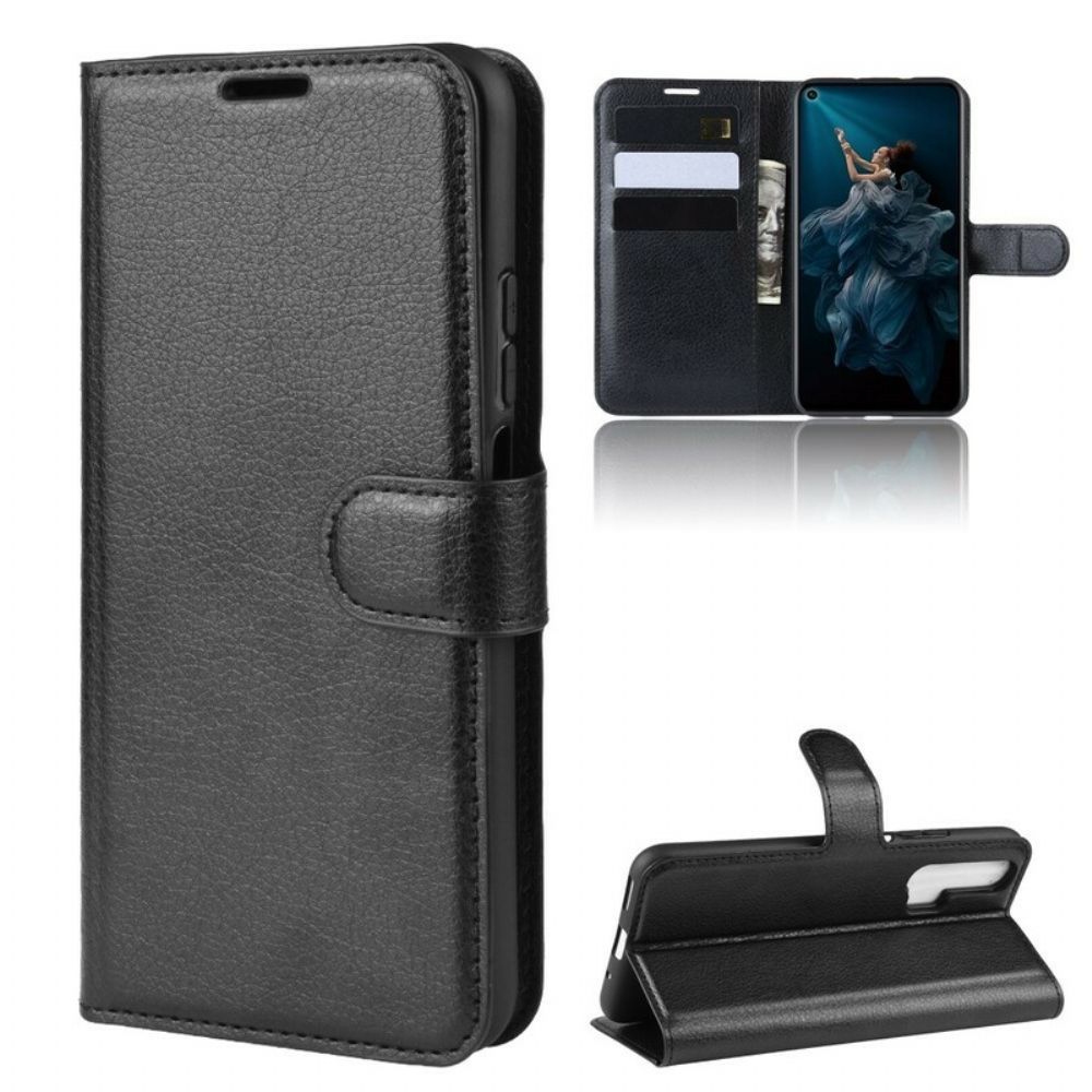 Flip Case Für Honor 20 Pro Premium Litschi-leder-effekt