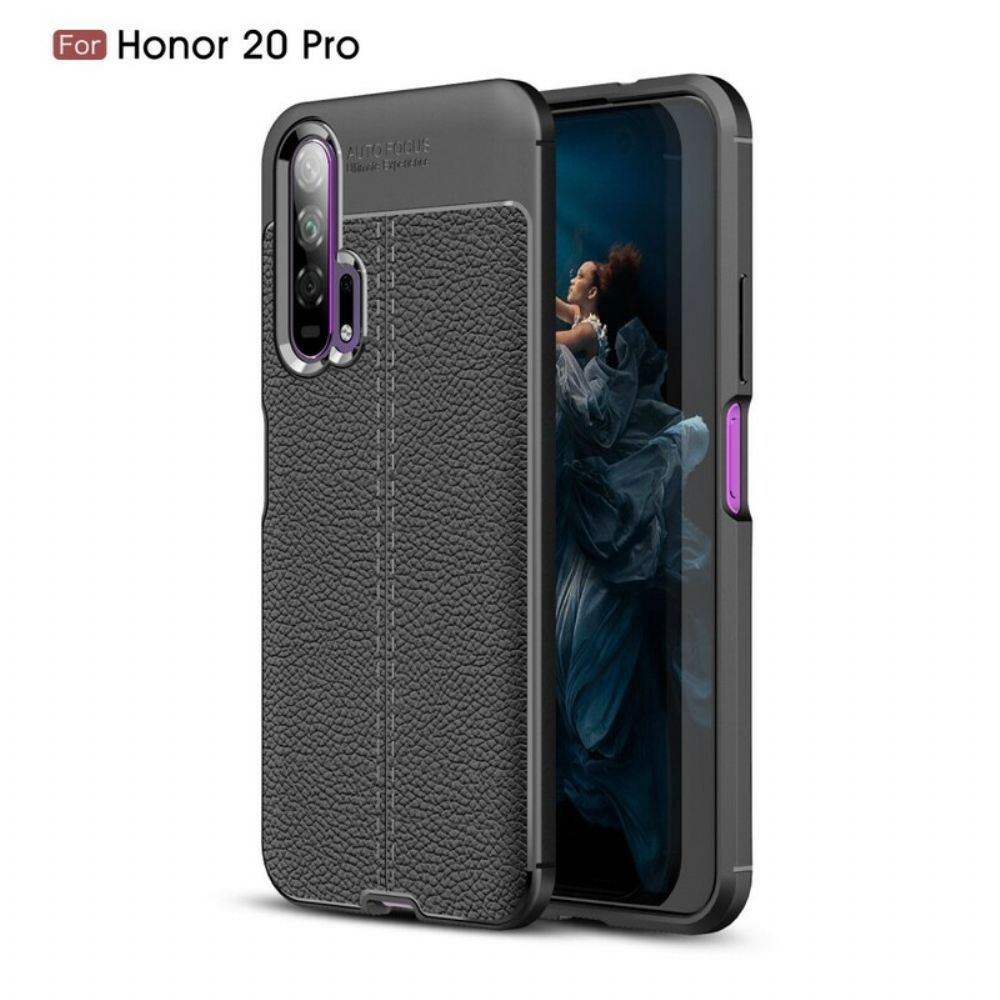 Hülle Für Honor 20 Pro Doppellinie Litschi-leder-effekt