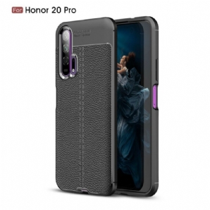 Hülle Für Honor 20 Pro Doppellinie Litschi-leder-effekt