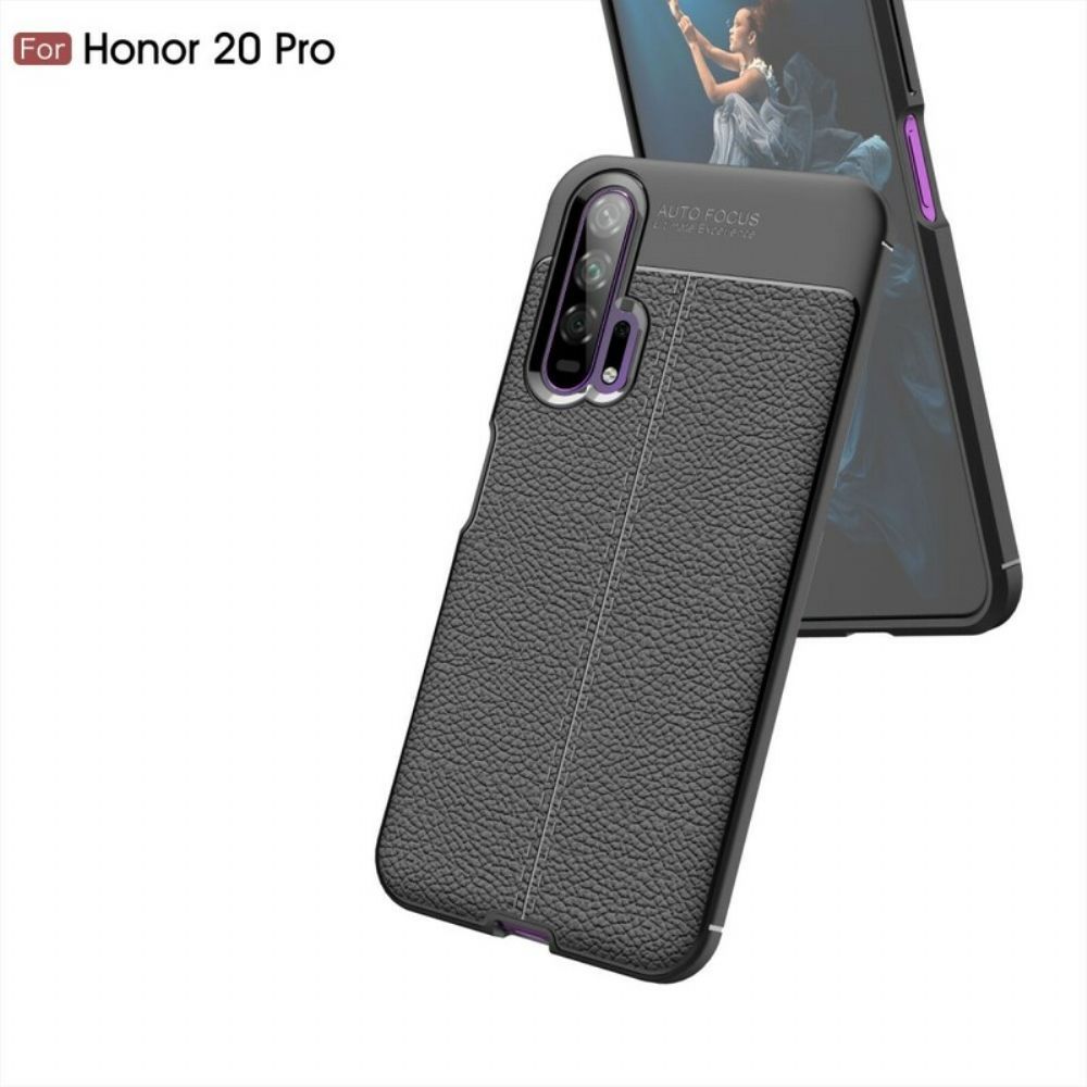 Hülle Für Honor 20 Pro Doppellinie Litschi-leder-effekt