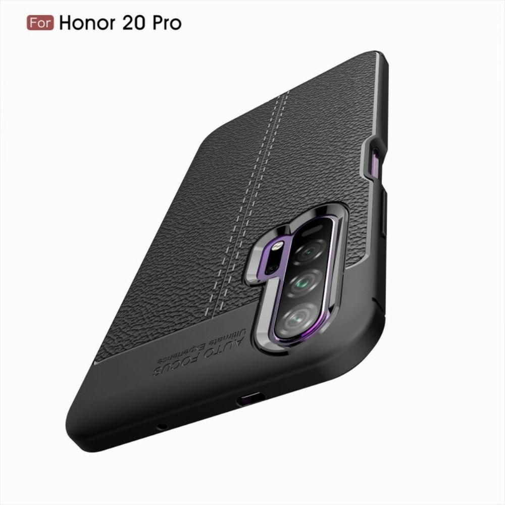 Hülle Für Honor 20 Pro Doppellinie Litschi-leder-effekt