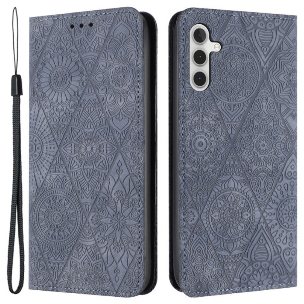 Flip Case Samsung Galaxy A15 5g Geschnalltes Patchwork