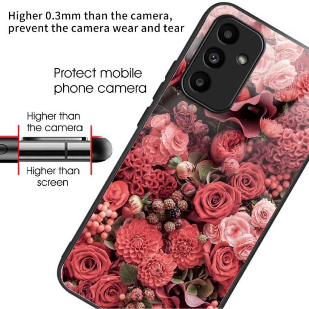 Hülle Samsung Galaxy A15 5g Handyhülle Rote Und Rosa Blumen Aus Gehärtetem Glas