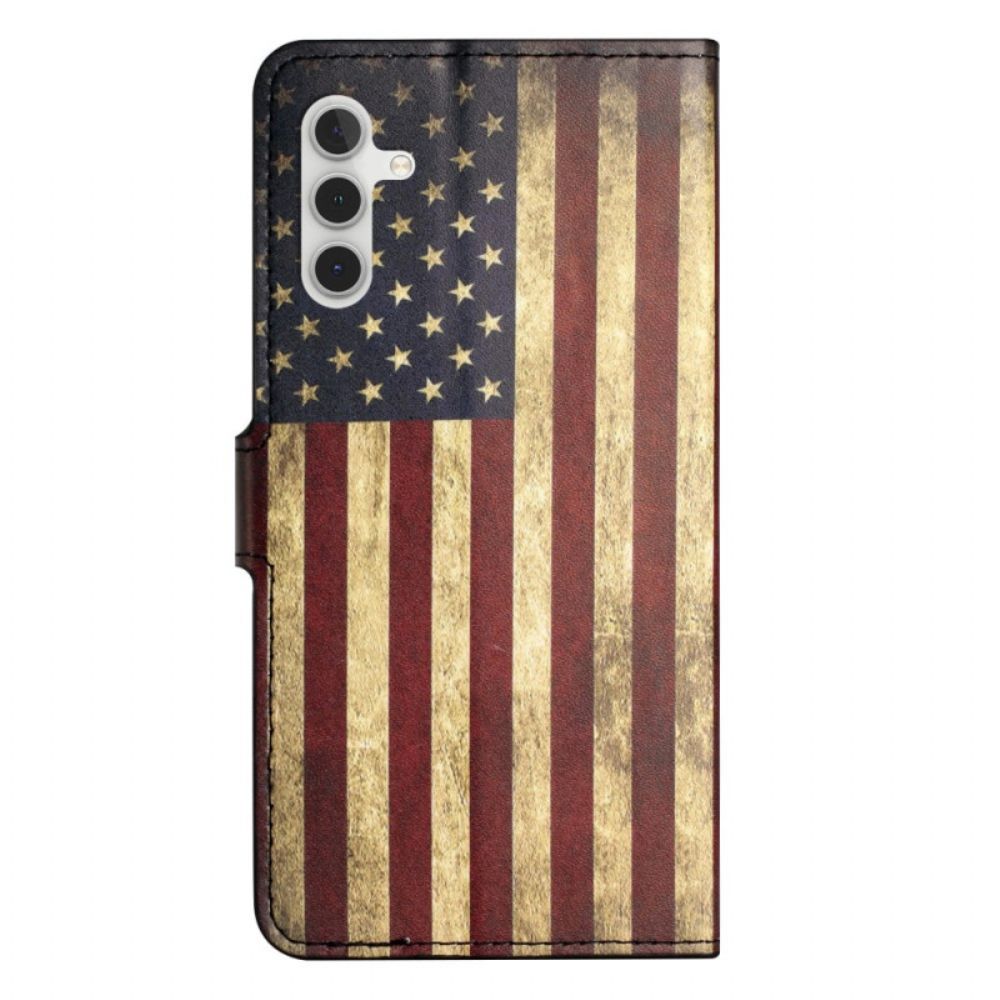 Lederhüllen Samsung Galaxy A15 5g Amerikanische Flagge Im Vintage-stil