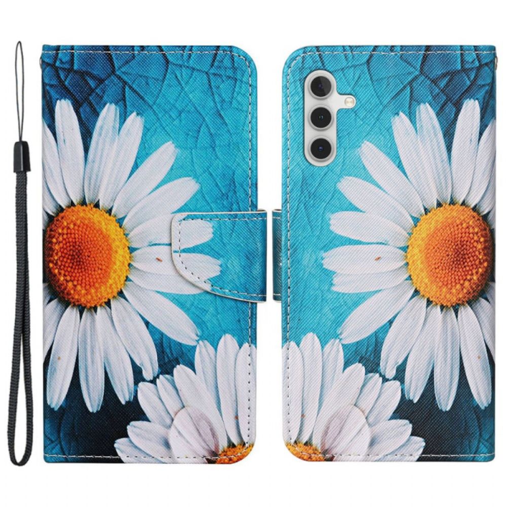 Lederhüllen Samsung Galaxy A15 5g Große Riemenchrysantheme