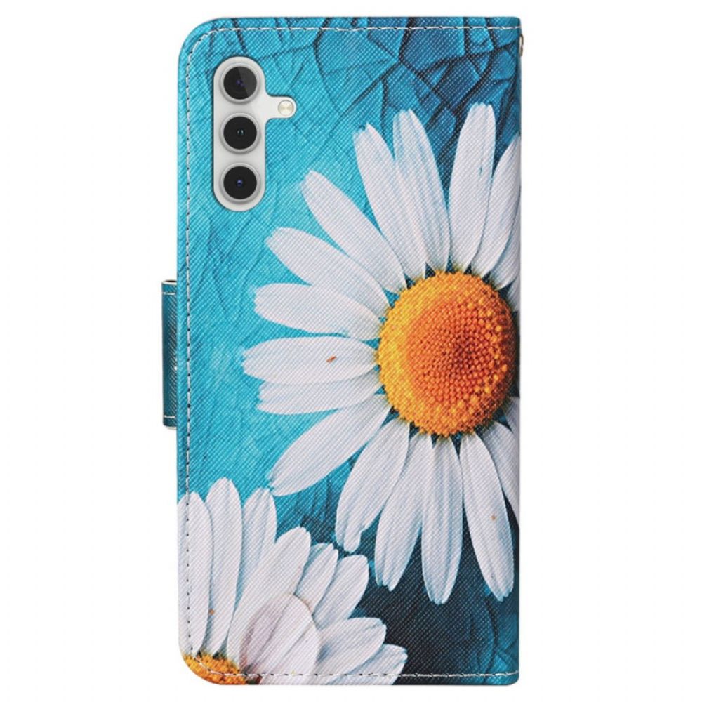 Lederhüllen Samsung Galaxy A15 5g Große Riemenchrysantheme