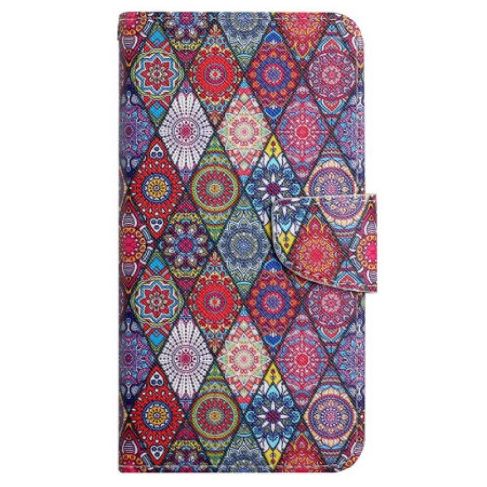 Lederhüllen Samsung Galaxy A15 5g Patchwork Mit Riemen