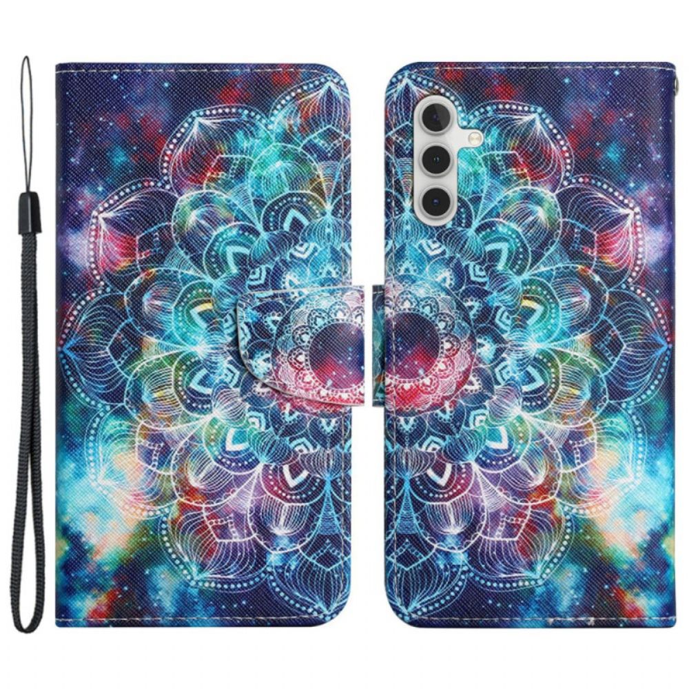 Lederhüllen Samsung Galaxy A15 5g Sternenhimmel Und Lanyard-mandala