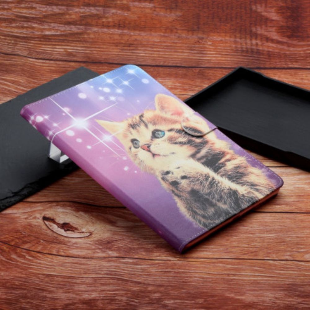 Flip Case Für Samsung Galaxy Tab A7 Aufmerksames Kätzchen