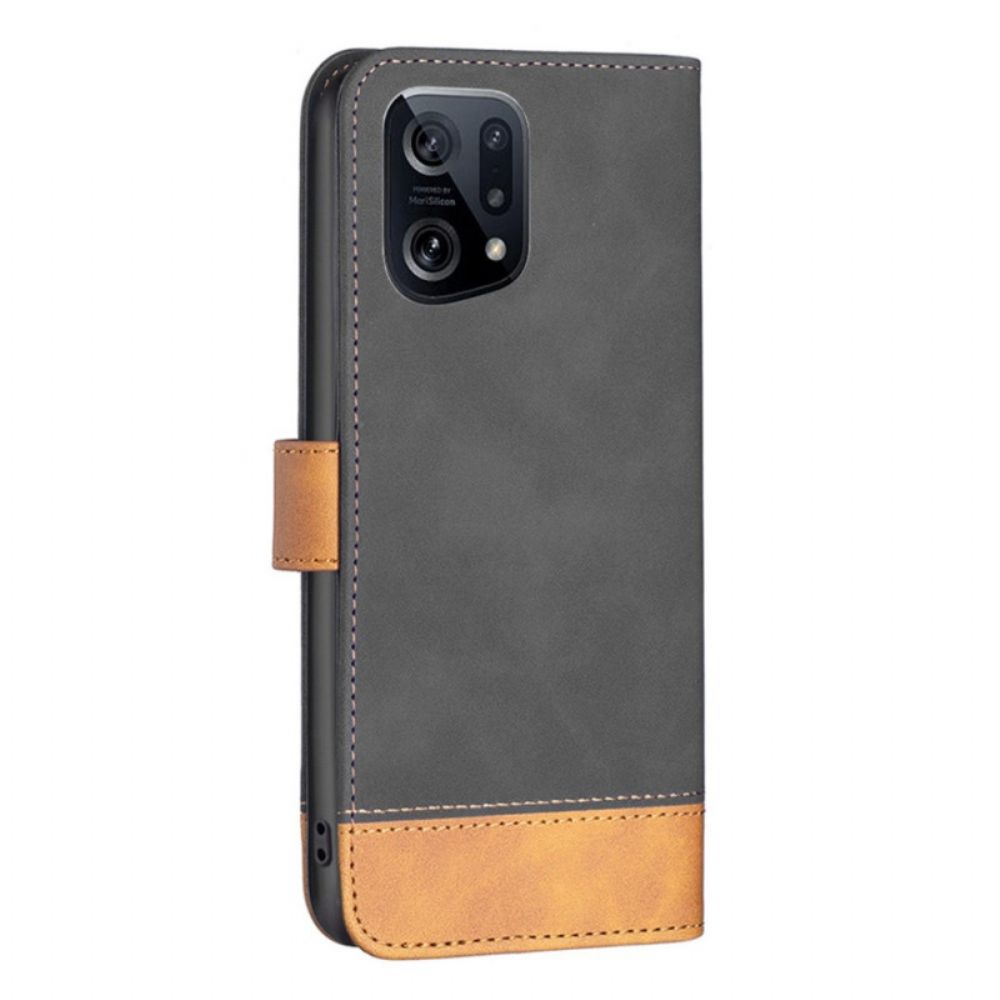 Flip Case Für Oppo Find X5 Bicolor Kunstleder Binfen Color